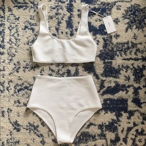 Mikoh white high waisted bottom with matching top